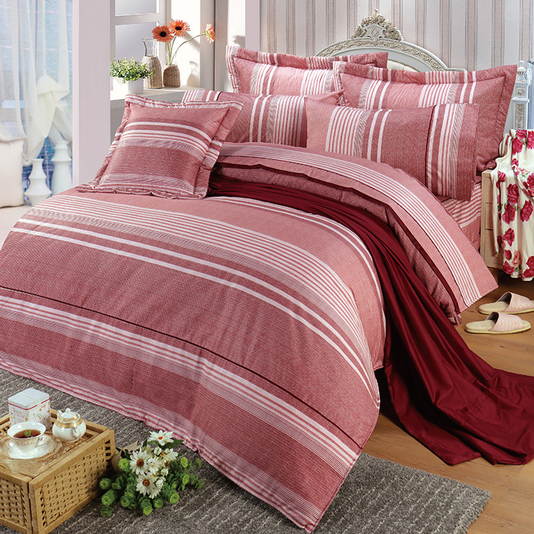 【多利寶寢具】FITNESS 精梳棉雙人四件式兩用被床包組-安德里-紅