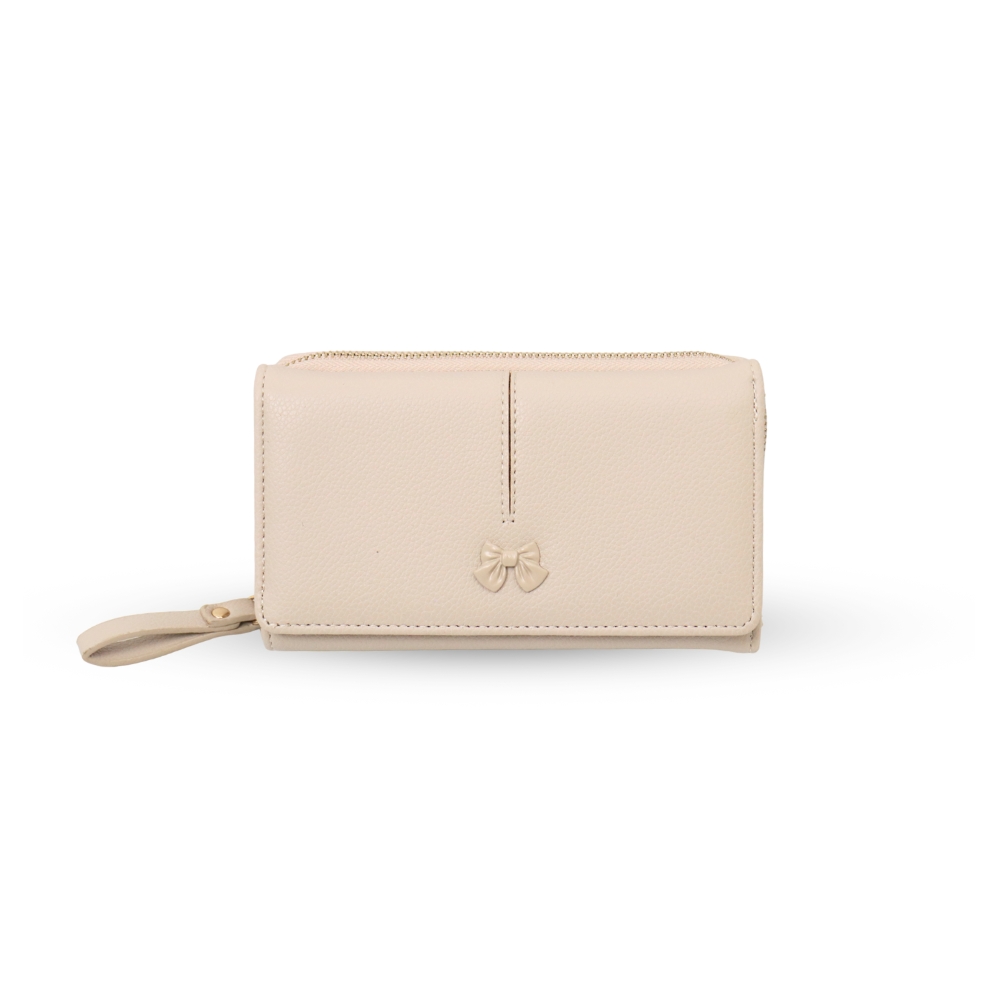 Ribbon&eacute; 柔霧翻蓋零錢長夾-奶茶色  女夾 人氣女用皮夾 情人節禮物