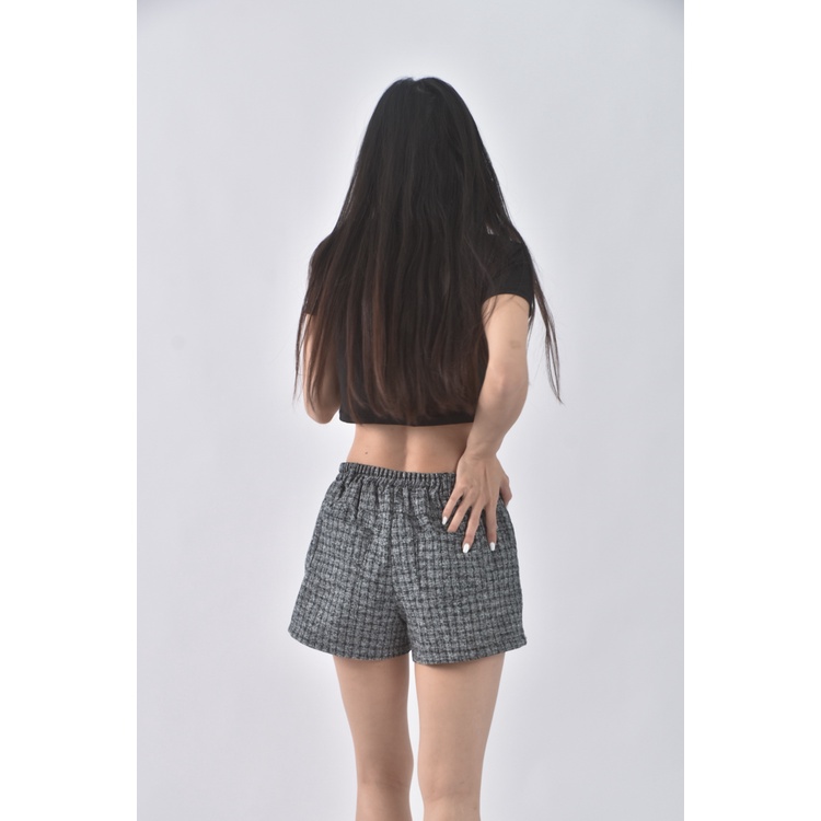 (L) 質感格紋灰色短褲二手衣, , large