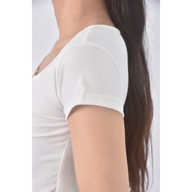 (S) 質感造型領口白色短袖上衣二手衣, , large