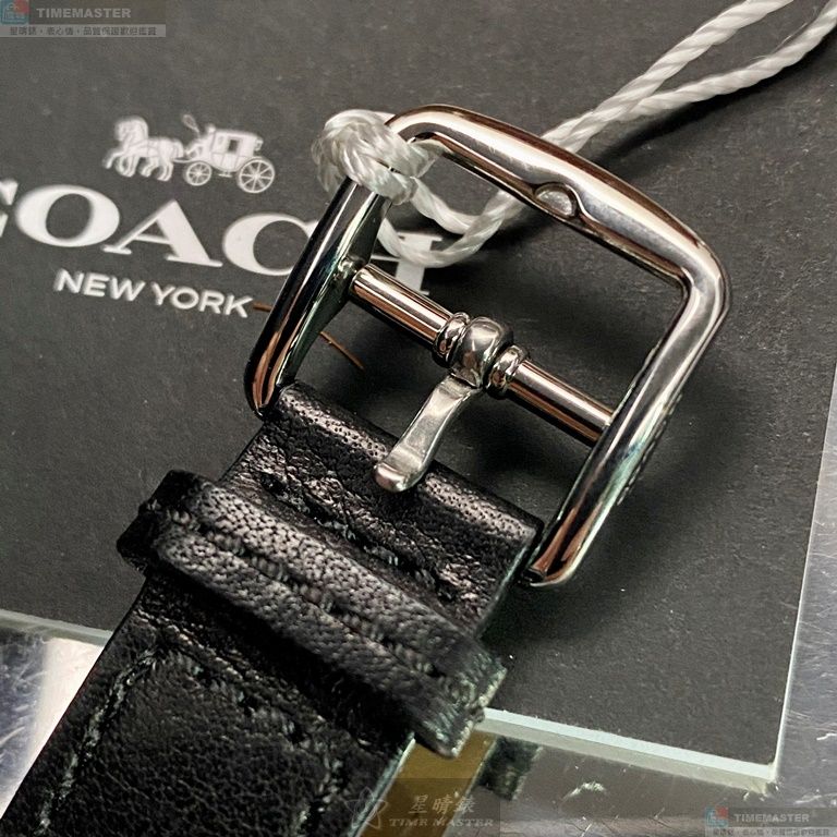 [星晴錶業]COACH手錶,36mm,CH00115黑色錶面銀錶殼深黑色真皮皮革錶帶款, , large