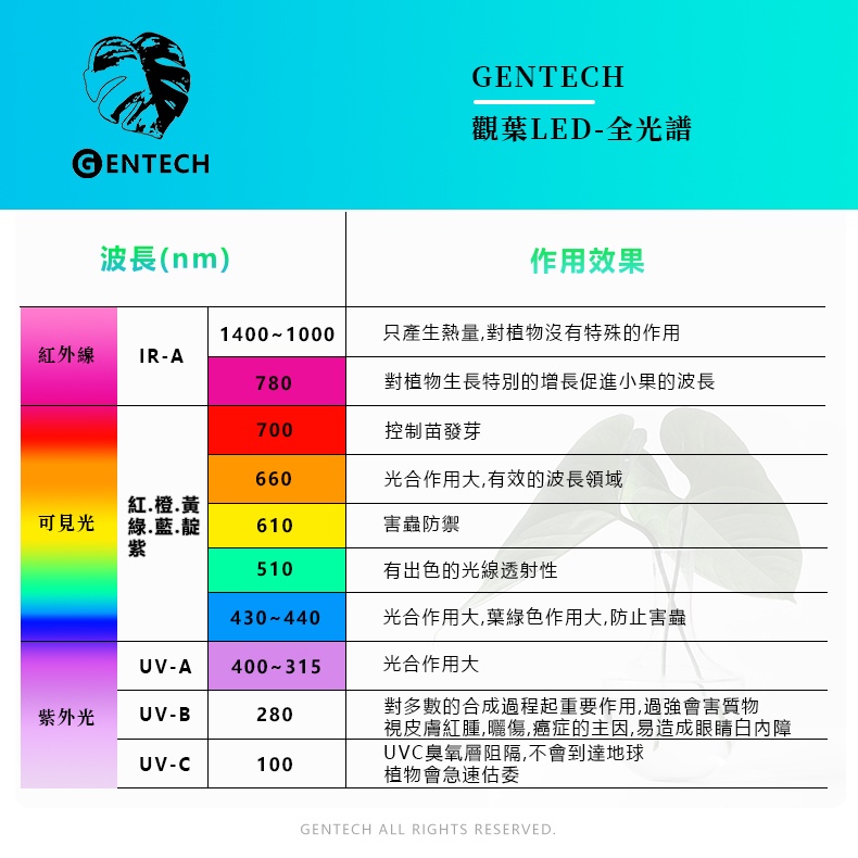 [GENTECH]全光譜LED植物燈 10W 演色性98 生長光 觀葉、塊根植物、多肉植物適用, , large