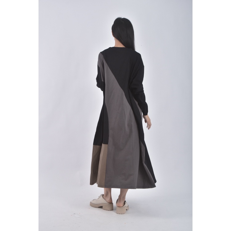 (2XL) 拼接黑色洋裝二手衣, , large