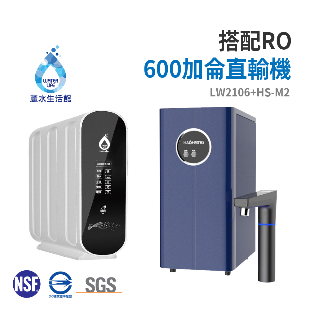 【麗水生活】豪星 HS-M2 廚下型溫熱飲水機 搭配LW-2106 RO600加侖黑白直輸機 淨水器 過濾器 飲水機