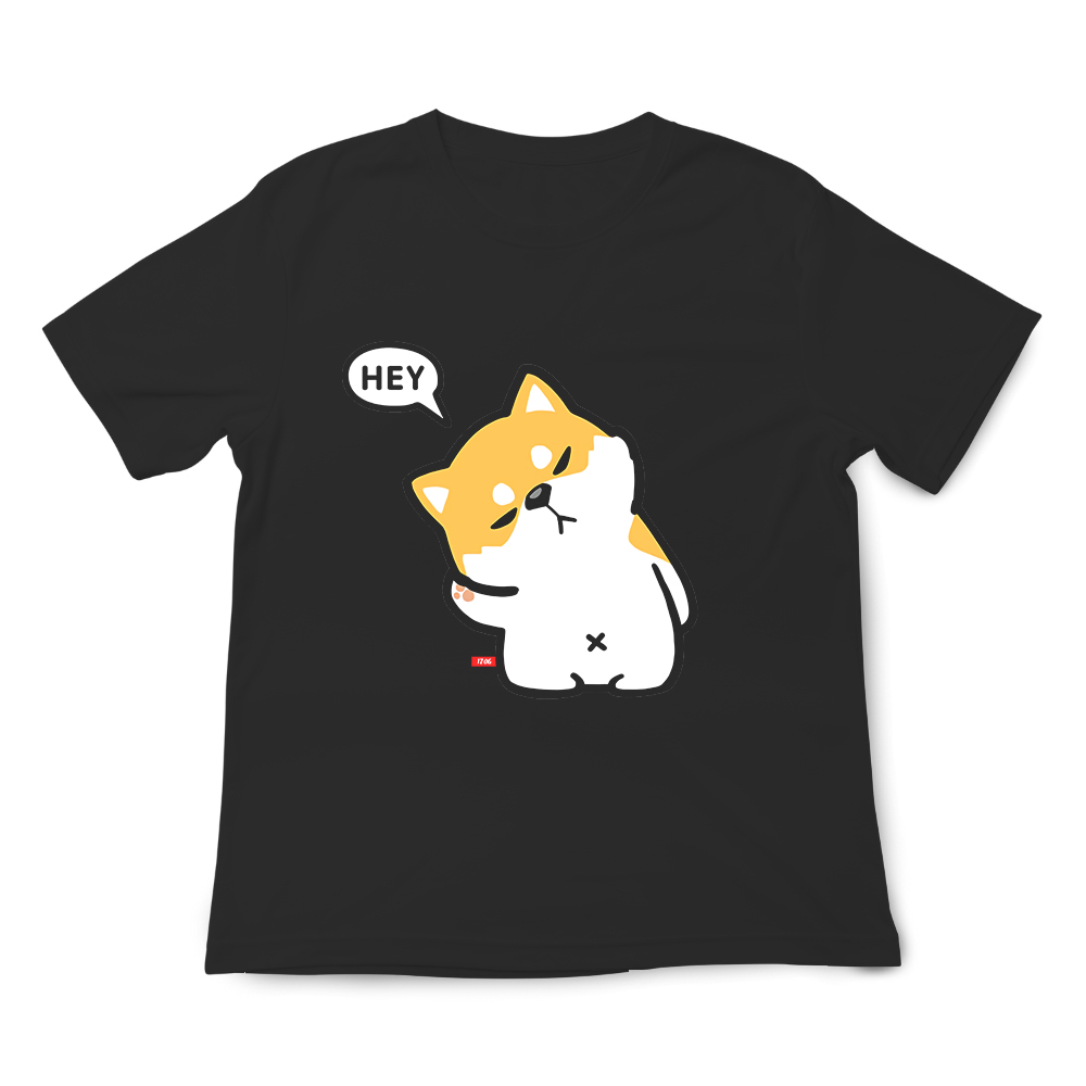 JZ TEE 柴犬&貓咪HEY 印花短袖T恤, , large