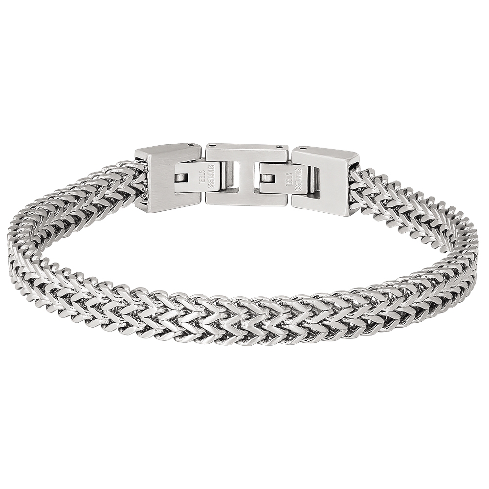 【快速出貨】法國 ROCHET Major II系列 不鏽鋼男士手鍊-銀 HB01780, , large