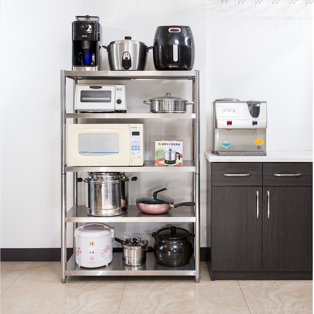 【誠宜居家】100x40x158公分 升級款加粗加厚(五層不鏽鋼置物架)-加強底部橫梁 收納架 不鏽鋼置物架 不銹鋼置物架 廚房不銹鋼置物架 置物架 家電架 廚房架 架子, , large