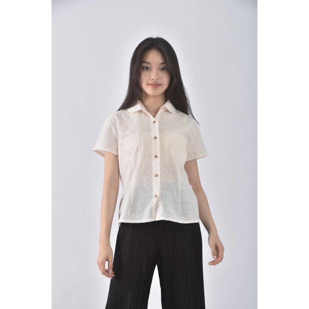 (M) 印花白色短袖上衣二手衣