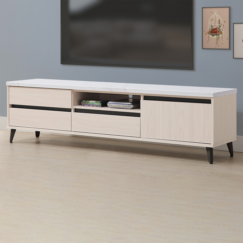 【Hampton 漢汀堡】曼帛白榆木仿石面6尺長櫃, , large