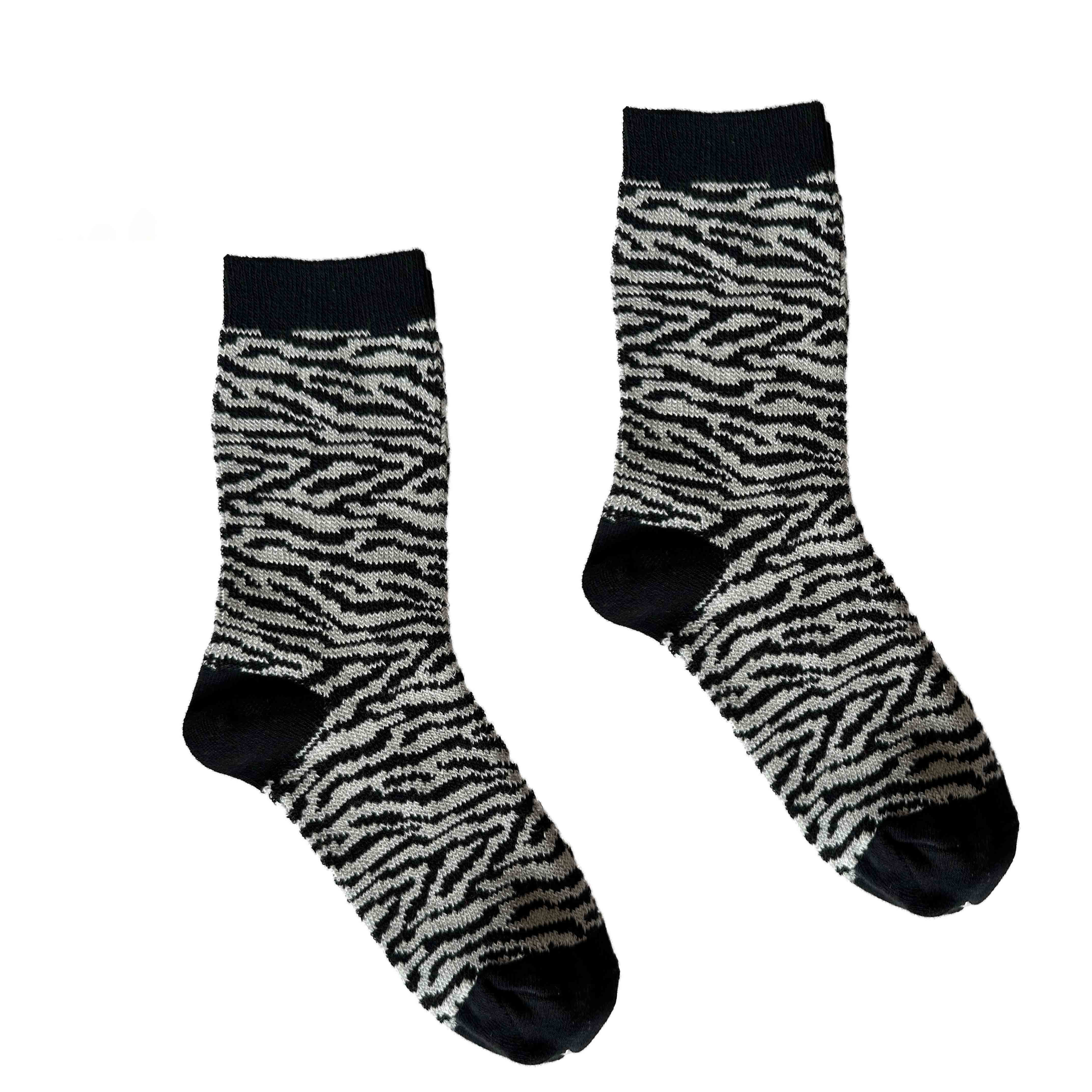 [Runway Socks]Women's Fashion Animal Print Socks &ndash; Double Cylinder Knit, White (1 Pair), , large