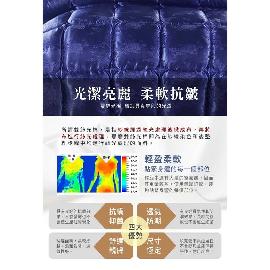 【Hilton希爾頓】皇家克莉絲汀雙絲光羽絲絨被2.5KG-藍, , large