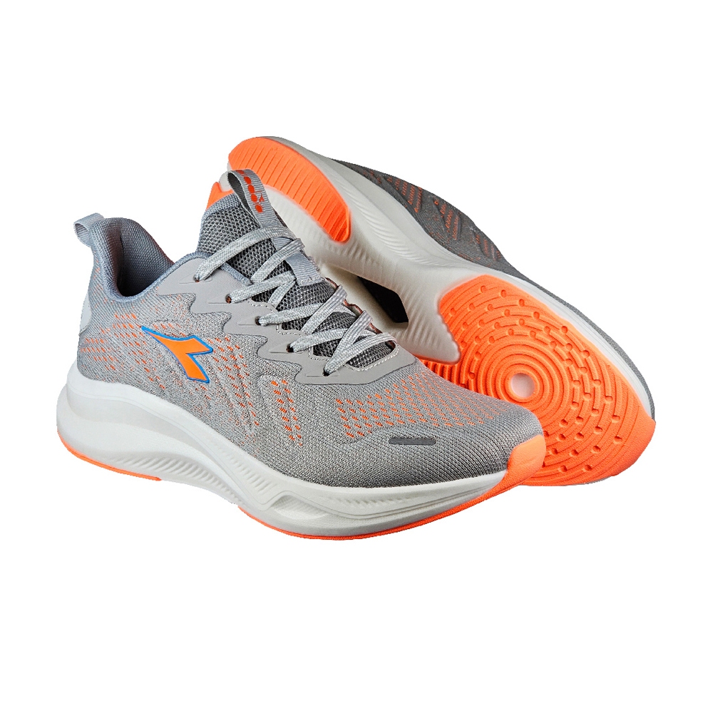 DIADORA迪亞多那 專業輕量慢跑鞋 男運動鞋 男鞋 反光 一體成型 透氣 Q彈 乳膠鞋墊 吸震 減壓 止滑 灰桔 藍, , large