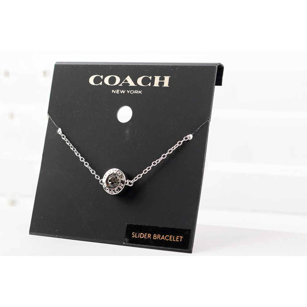 COACH 水鑽圓圈可調節手環/銀色, , large