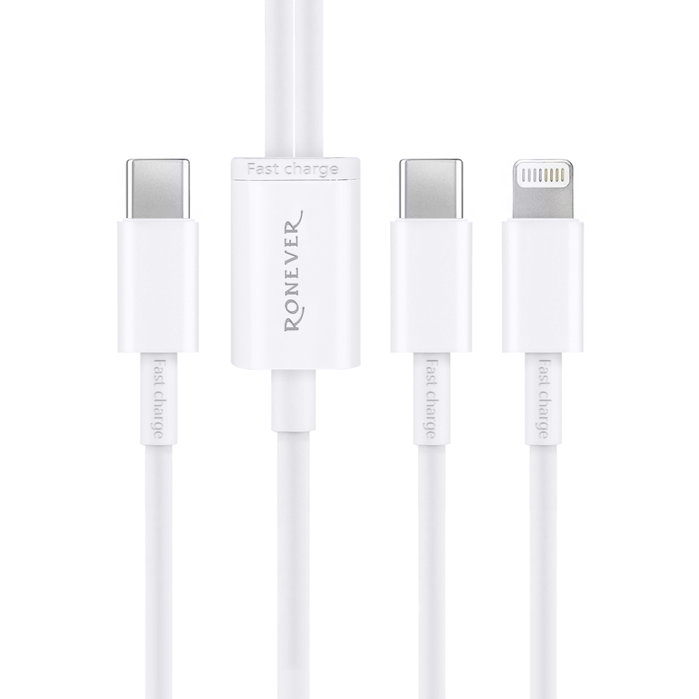 [RONEVER] TYPE-C二合一充電線(C+IOS)-60CM VPC170-06