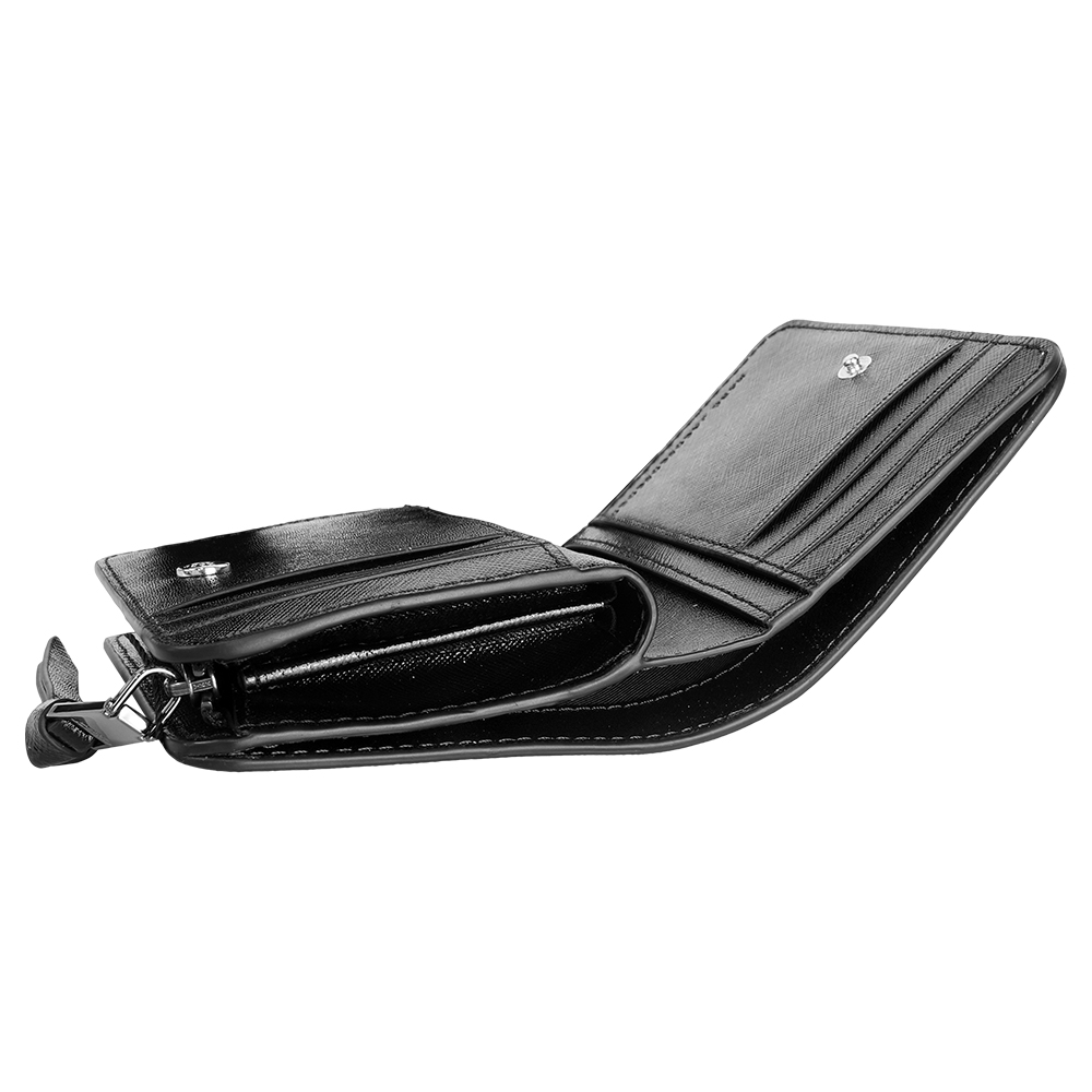 MARC  JACOBS The Snapshot 防刮皮革暗釦二折撞色短夾(白色/黑色), , large