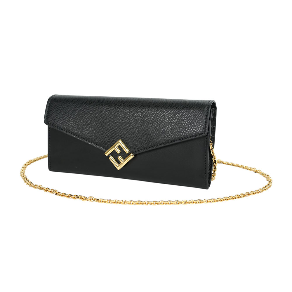 FENDI FF Diamonds 防刮小牛皮鍊帶WOC/黑色, , large