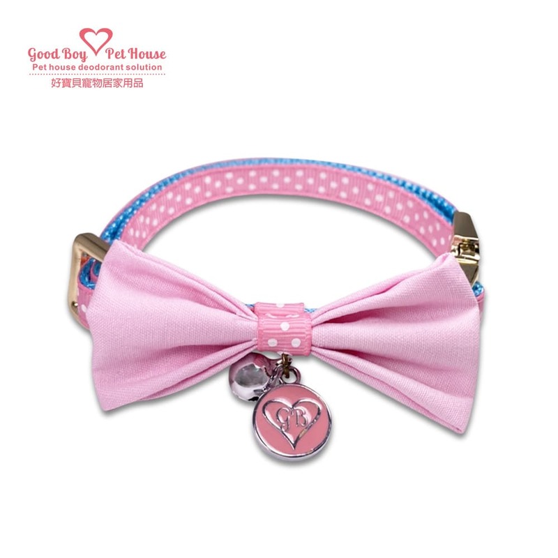GBPH Pink princess series strawberry milk polka dot bell pet collar M, , large