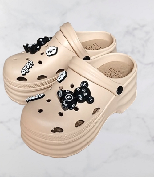 [e shoe store] Amy height-enhancing women's hole shoes/gardener shoes/waterproof slippers black 23.5CM, , large