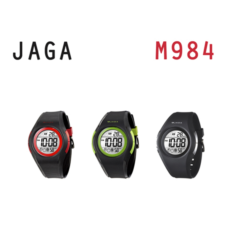 JAGA M984 冷光電子錶, 黑色, large