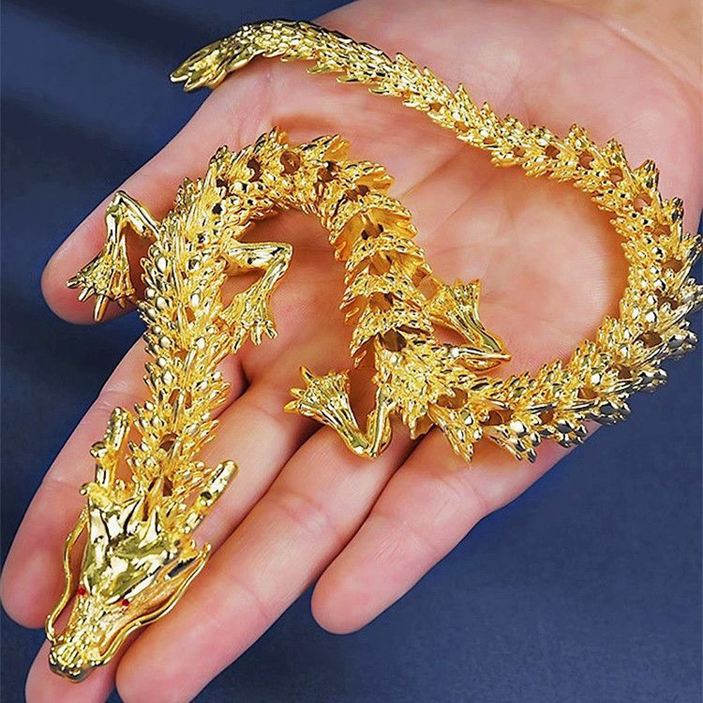 神龍擺尾 福氣滿盈【可活動式金龍擺飾】閃亮美麗 隨意擺設 打造好磁場 改善風水 祥龍招財 蛇年, , large