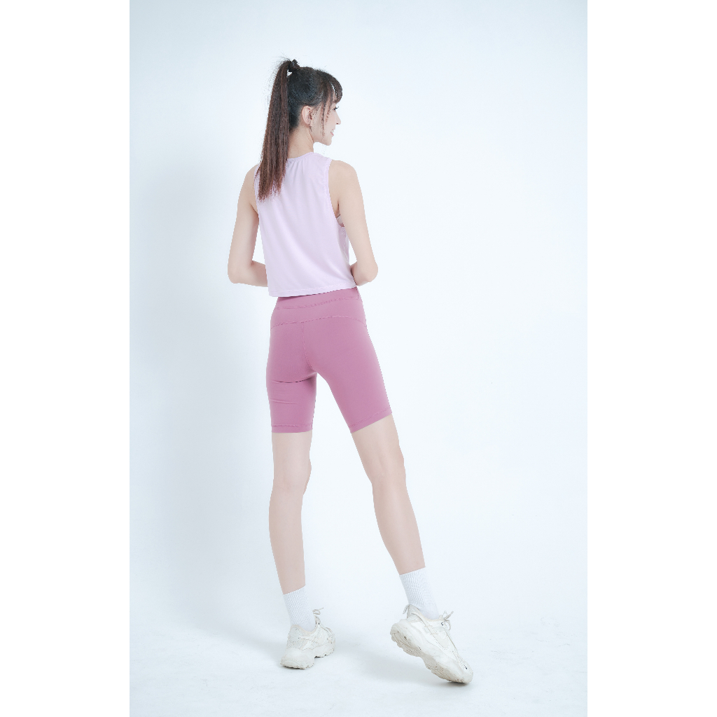 YOGA FLOW Slim Shorts - 3D剪裁修身五分褲 - 紫紅藤 Pale Violet Red, , large