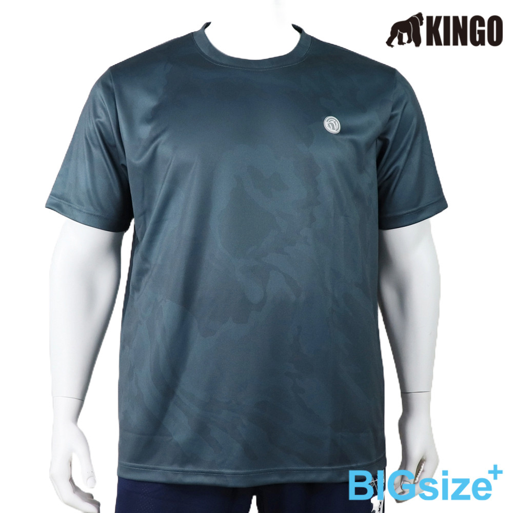 KINGO-大尺碼-男款 排汗T恤-墨綠-513635, , large