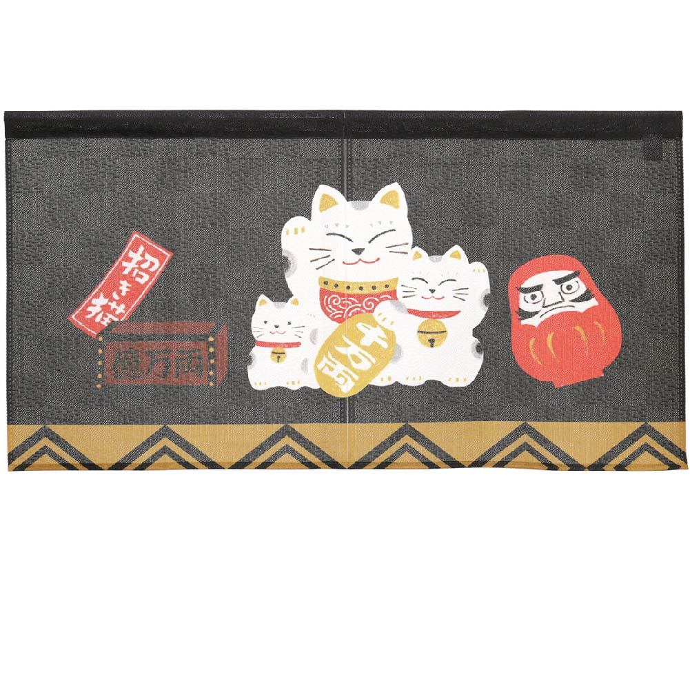 日本製【コスモ】短門簾《招財貓達摩》, , large