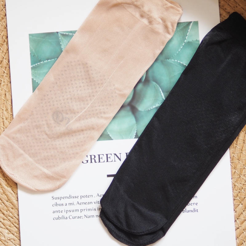 [Kaimei Cotton Industry] 40 pairs set of flat crystal translucent flat anti-slip short stockings, two colors for black skin, , large