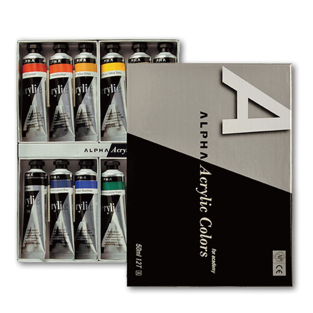 【ALPHA】銀級 壓克力 顏料 50ml  12色 /組 B0312-4, , large