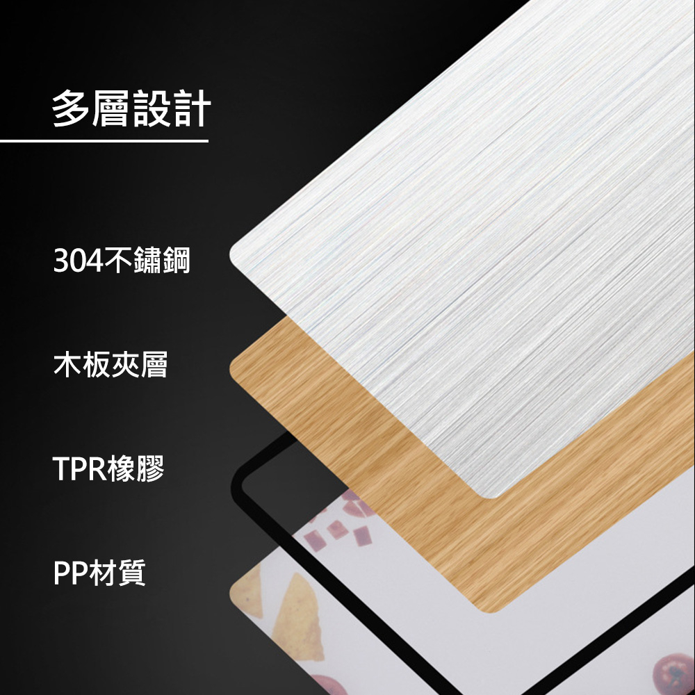 【H&R安室家】304不鏽鋼 43cmX30cm可站立雙面砧板, , large