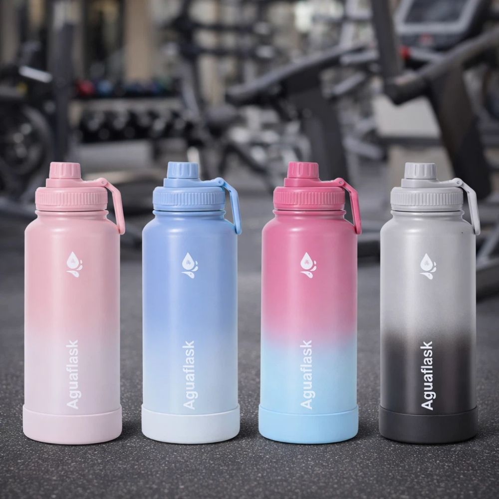 【A&R】304不鏽鋼輕顏漸層鎖溫隨行水壺 1000ML - 莓粉, , large