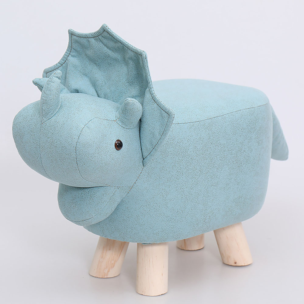 Creative animal-shaped solid wood children's stool, dinosaur green