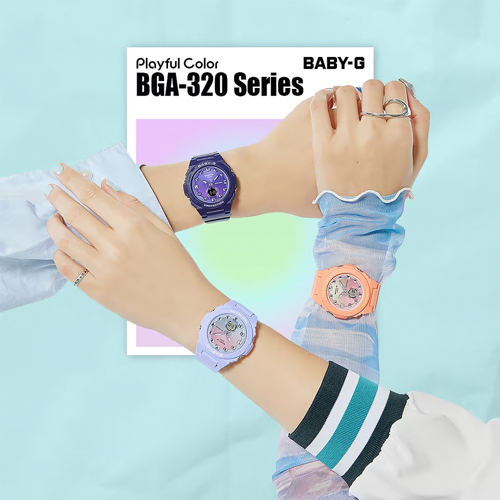 CASIO 卡西歐 BABY-G 冬日漸層女錶 手錶 BGA-320-4A1, , large