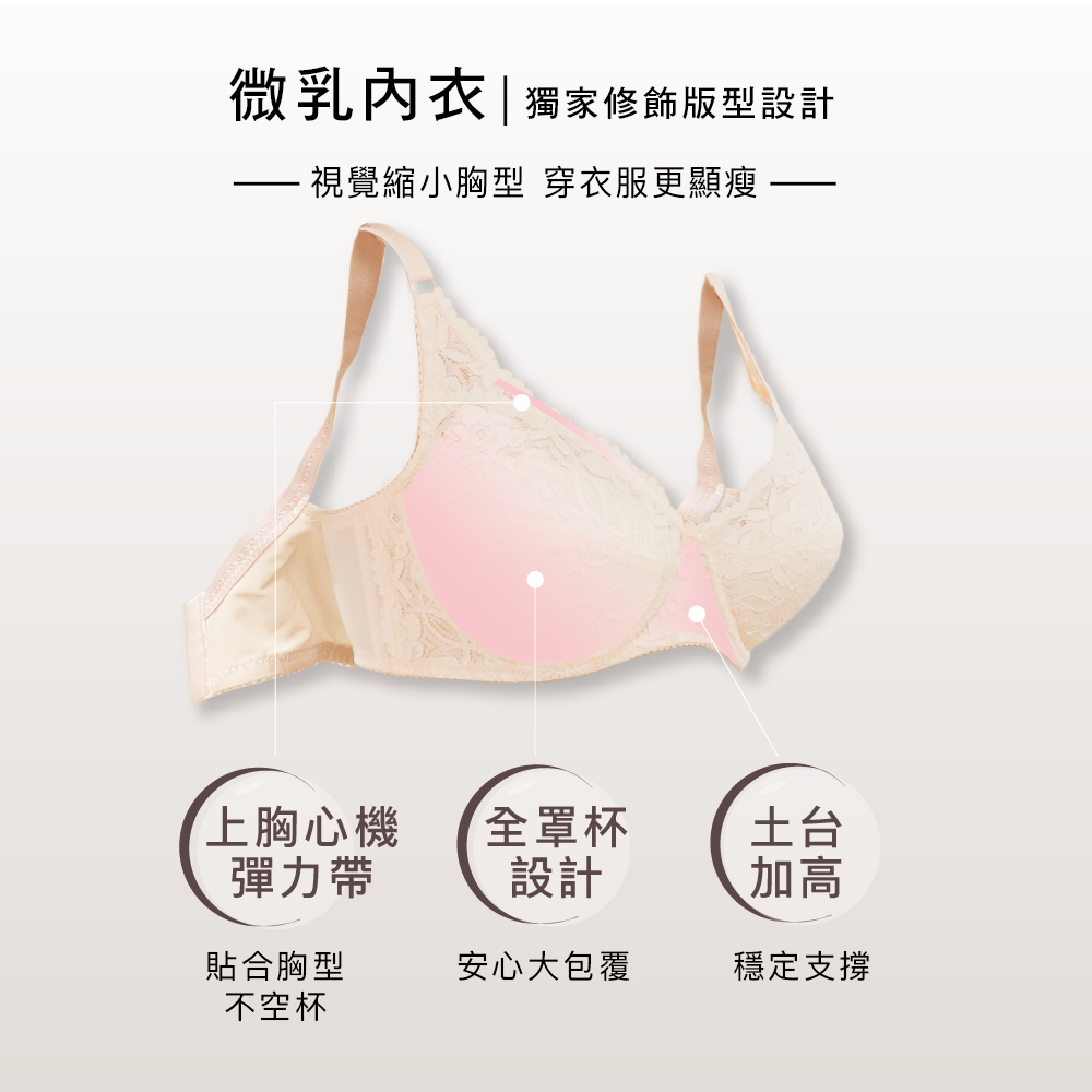 【可蘭霓Clany】舒活女人蕾絲包覆CD內衣(春漾膚 6671-11), , large