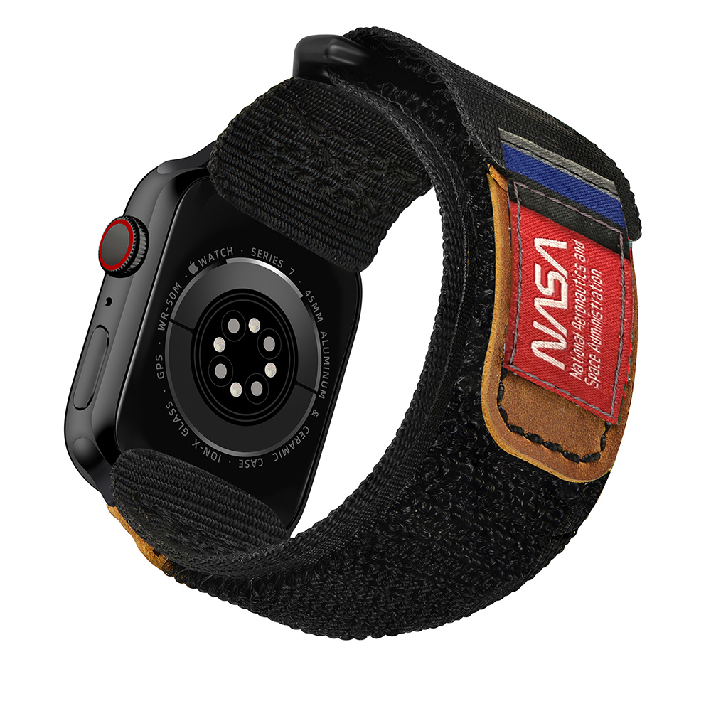 Mifa Apple Watch EDC-34太空總署NASA系列戰術尼龍混搭真皮皮革運動錶帶(適用S1-10代 & Ultra 1-2 & SE )-太空黑, , large