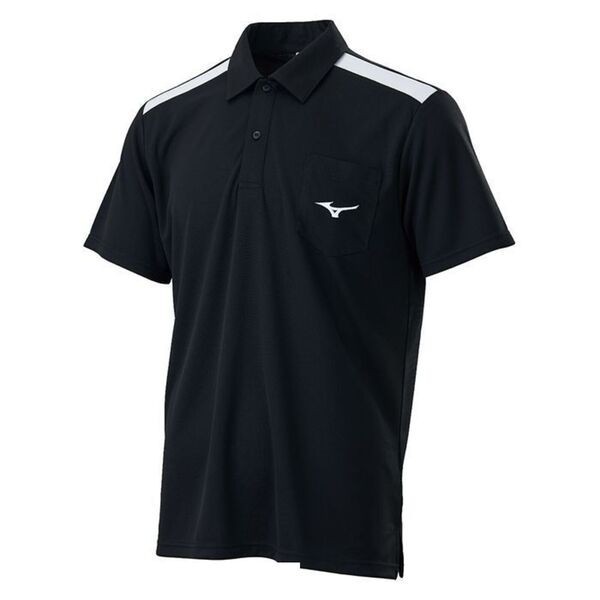 Mizuno POLO 男 短袖 POLO衫 運動 休閒 抗紫外線 透氣 吸汗 速乾 黑 [32TAB01509], , large