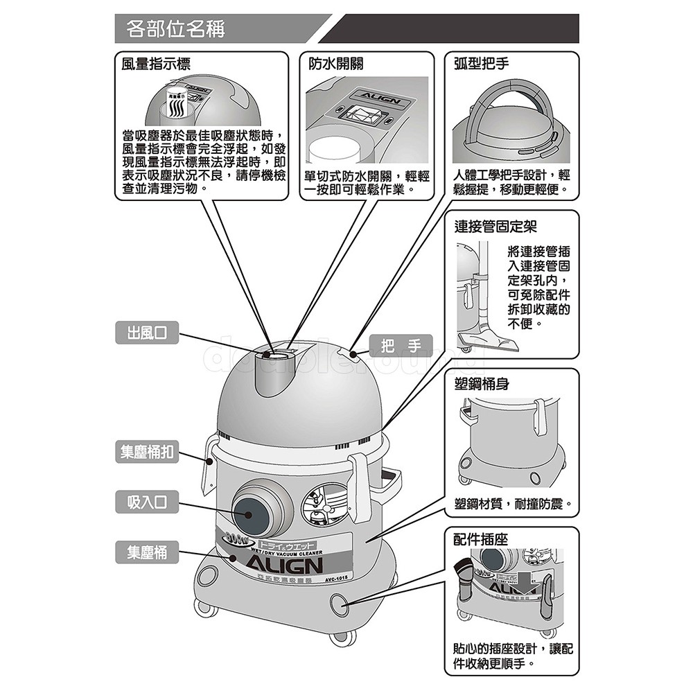 ALIGN 亞拓 乾濕吸塵器 AVC-1015(功能相同於TVC-1015), , large