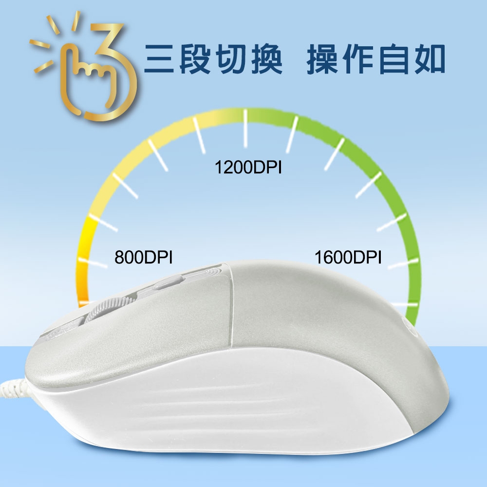 GliTTER GT-855 USB Wired Optical Mouse with Three-Stage DPI Adjustment Multi-Key Design, , large