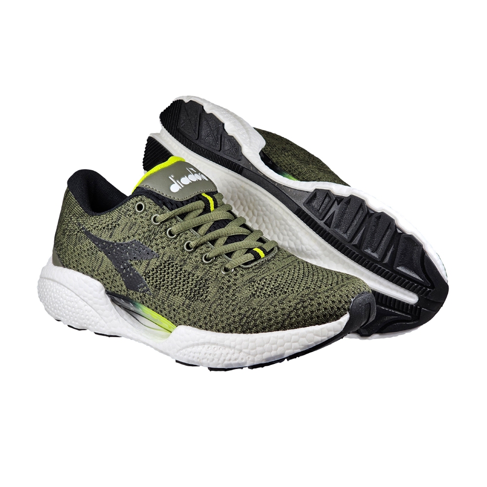 DIADORA迪亞多那 輕量避震慢跑鞋 男運動鞋 男鞋 透氣 針織 康特杯 Q彈 乳膠鞋墊 高彈 耐磨 止滑 綠 黑, , large