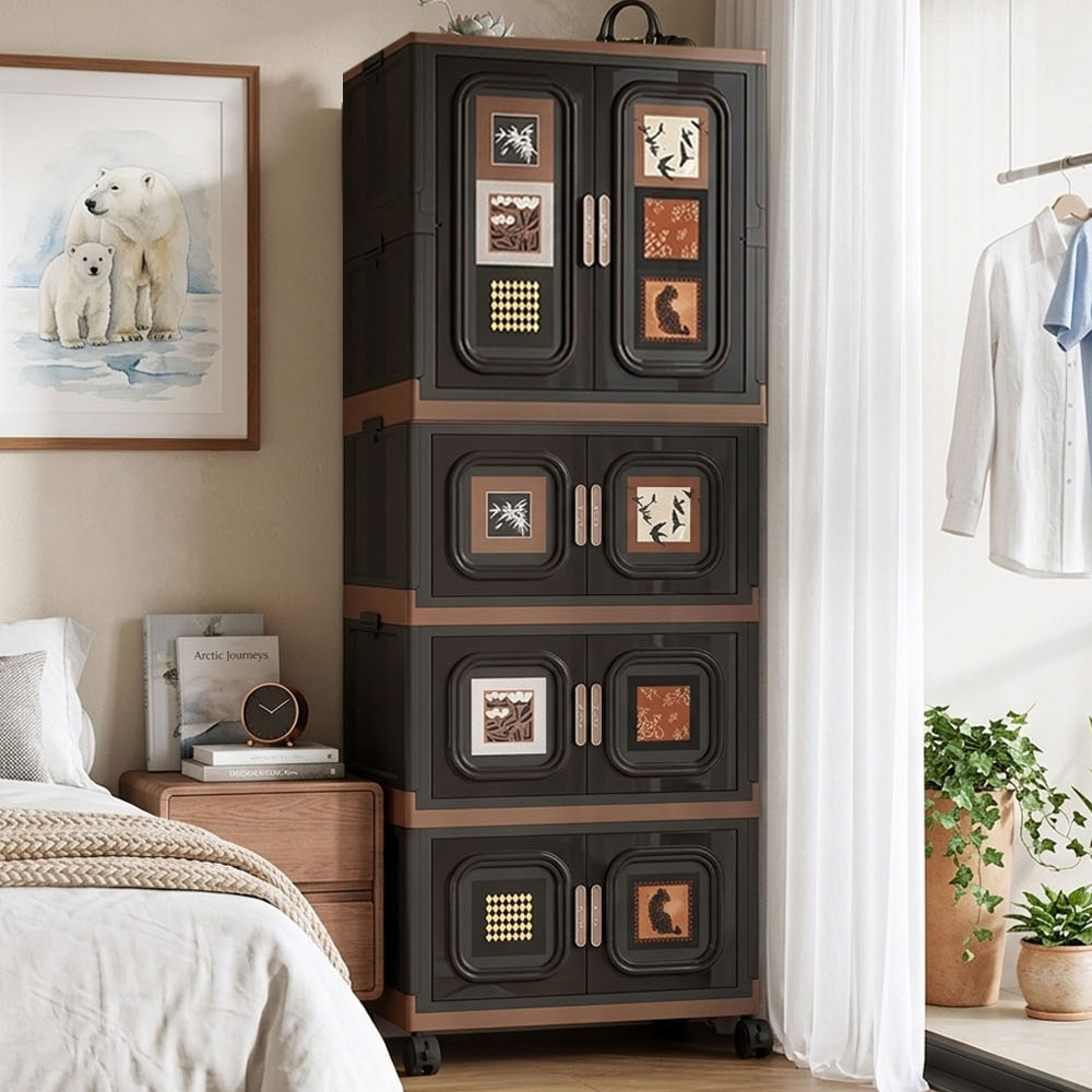 【AOTTO】70面寬大容量雙開門附輪折疊收納衣櫃(AT-603), , large