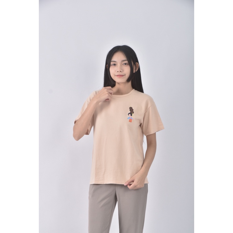 (F) queen shop棉質純棉杏色短袖上衣二手衣, , large