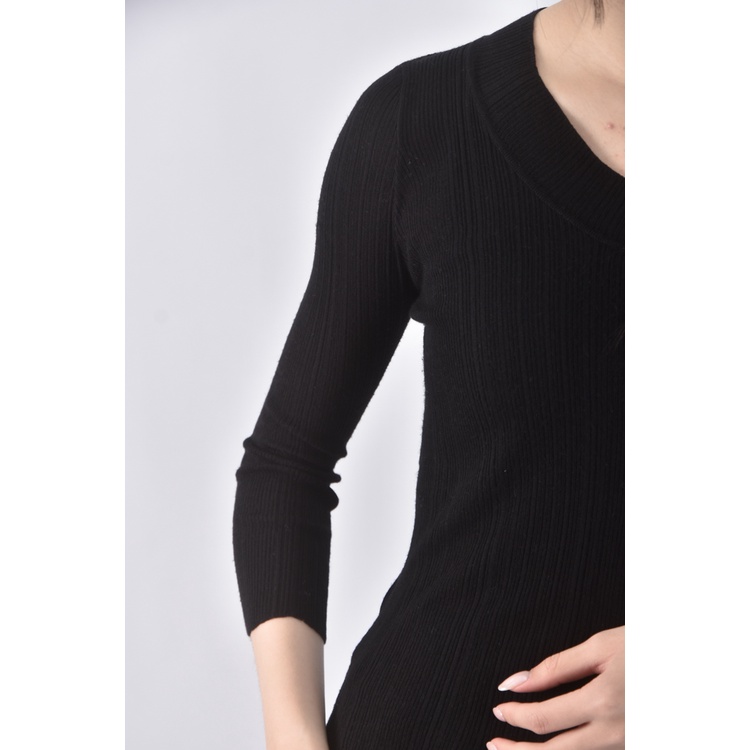 (S) max co質感綁帶黑色長袖上衣二手衣, , large