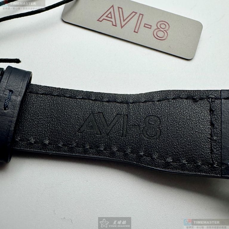 [星晴錶業]新品牌手錶,42mm,AV52668寶藍色錶面黑錶殼深黑色真皮皮革錶帶款, , large