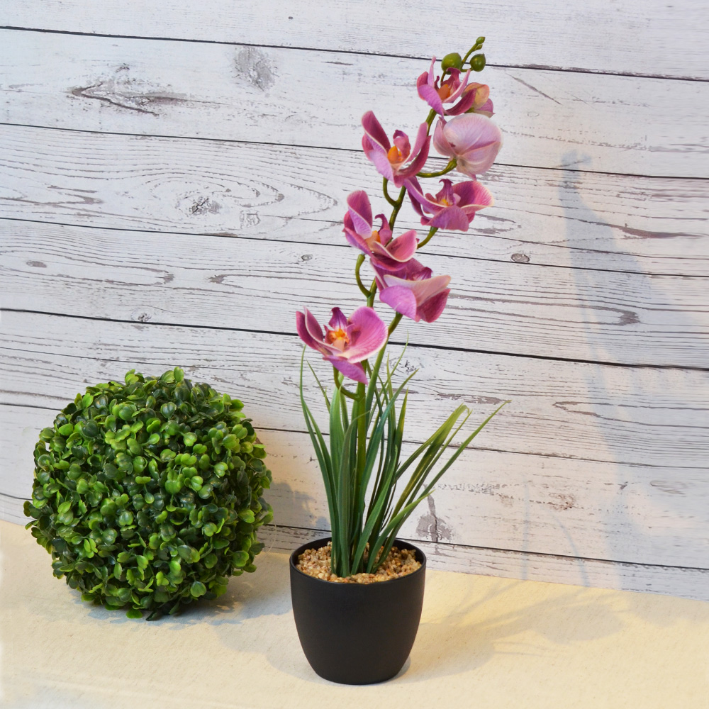 【YU Living】人造大蘭花盆 仿真蘭花盆栽 高37cm-紫色, , large