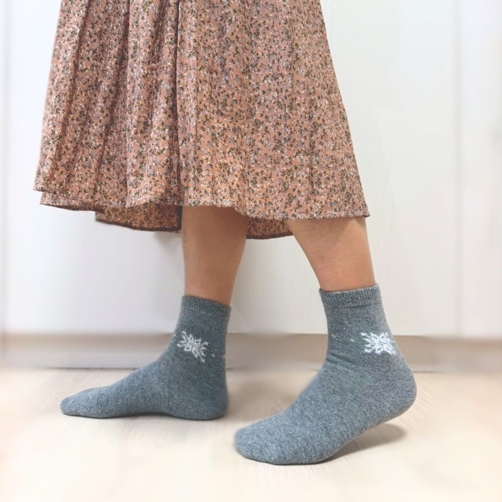 [Kaimi Cotton] 7-Pair Set – Random Colors – Winter Essential (Women’s) Premium Thermal Wool Socks – Cold-Proof / Warm / Long Winter Socks – Snowflake Design, , large