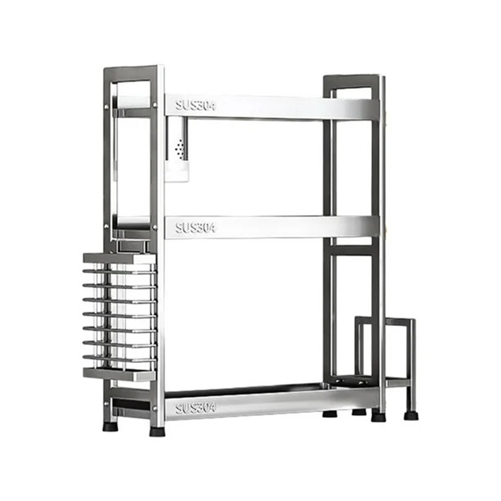 【SV61278】三層304不銹鋼廚房置物架 調味料置物架 檯面落地收納架 筷筒刀架砧板架 廚房收納架, , large