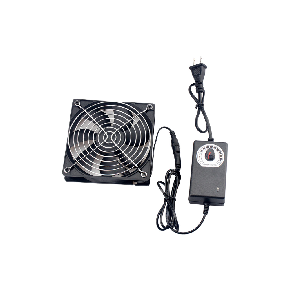 12cm Air Circulation Case Fan - 1 Fan + 2 Metal Mesh Covers + Speed Controller + Accessories + Screws, , large