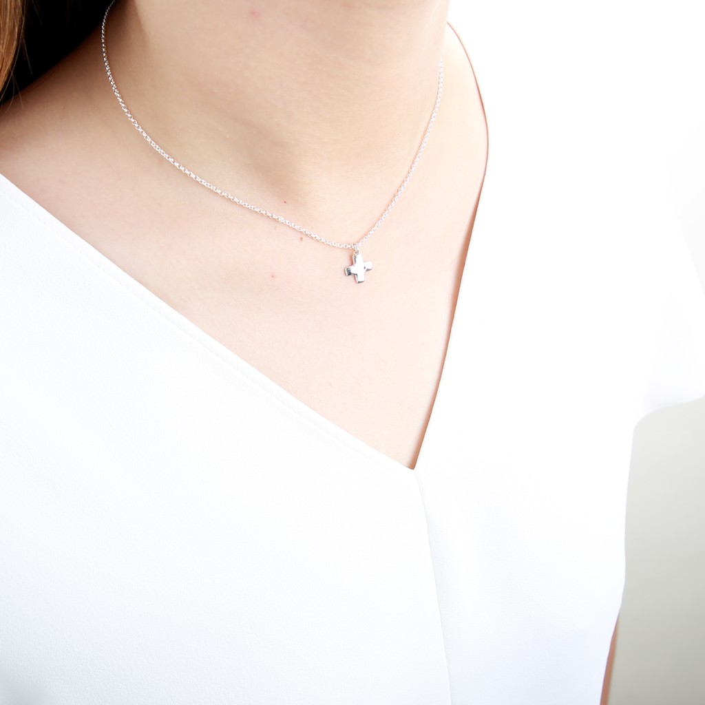 Hammered Prayer Cross s925 sterling silver necklace Valentine's day gift, , large