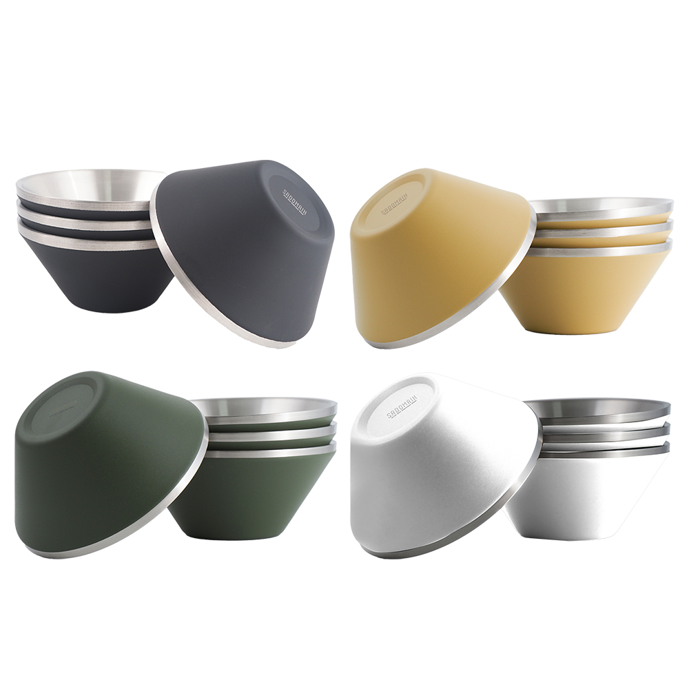 仙德曼雙層304不鏽鋼笠形碗-4入-2入, , large