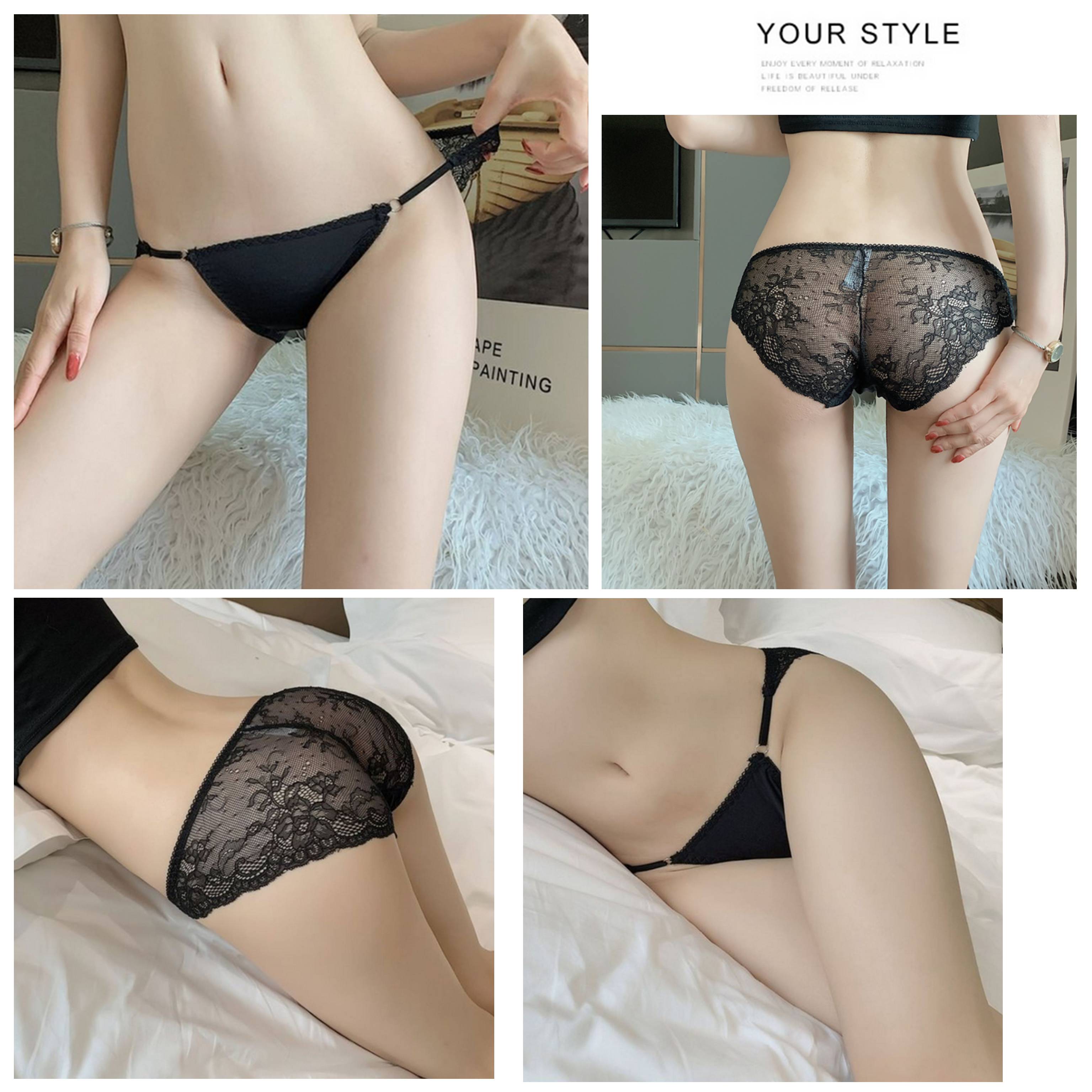 [夢巴黎] 冰絲蕾絲無痕金屬環內褲 低腰內褲 性感內褲 蕾絲內褲 無痕內褲 冰絲內褲 女生內褲 內褲 夢巴黎, , large